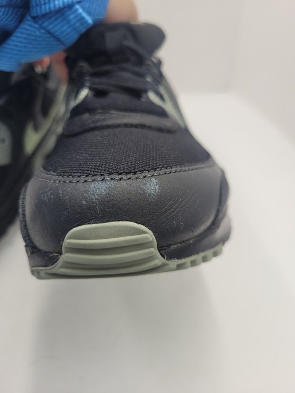 Nike Air Max 90 Black Gray Green Sneaker Unisex Kids 5Y EU 37.5 Flat Athletic - Picture 5 of 13